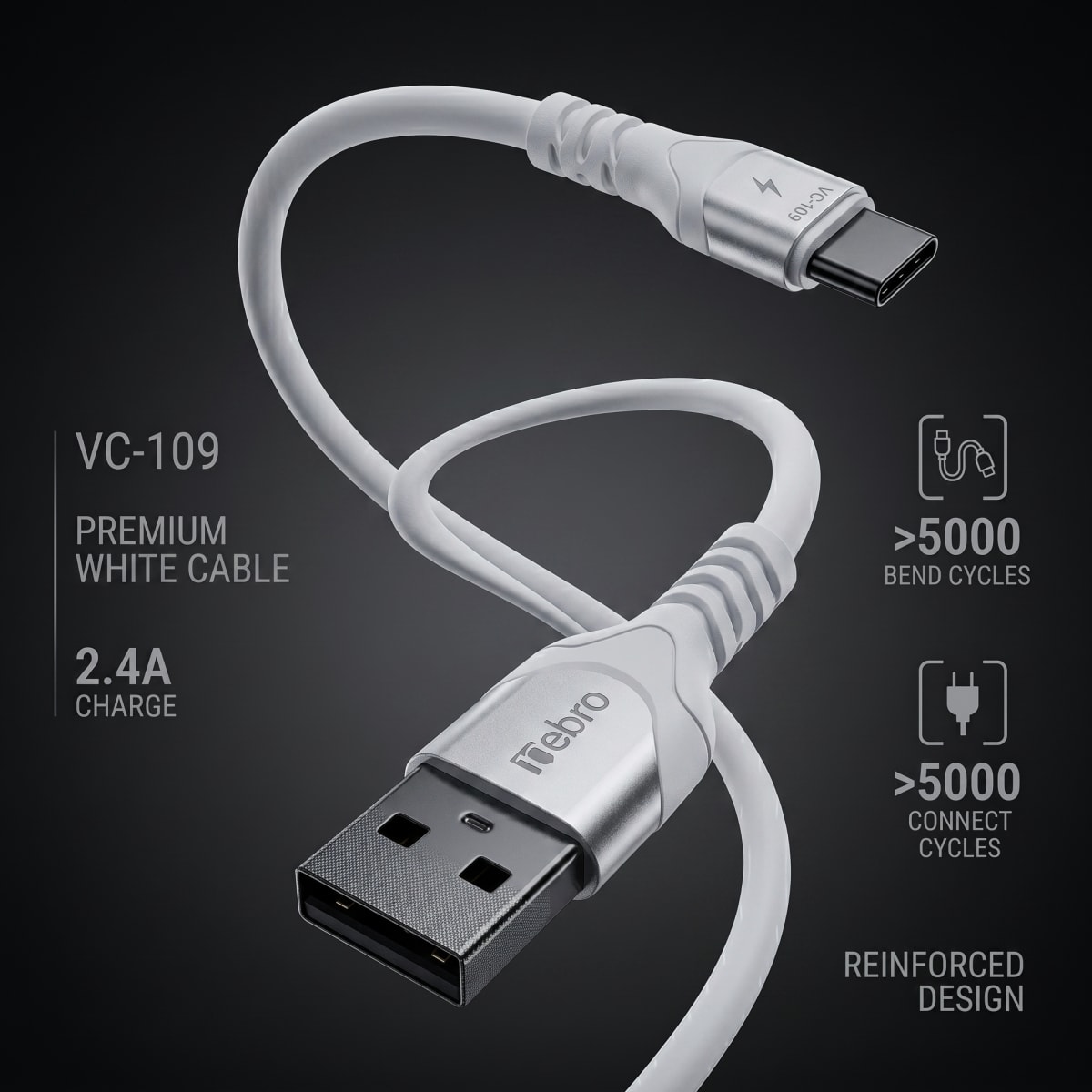 Cable Tipo C NEBRO VC109 12W USB a Tipo C 1 Metro5