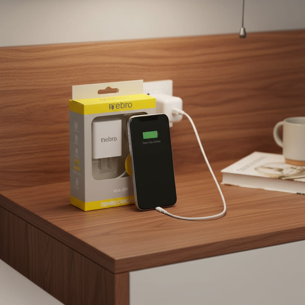 Cargador USB Tipo C 1m Nebro VGA-009 Carga Rápida 2.4A7