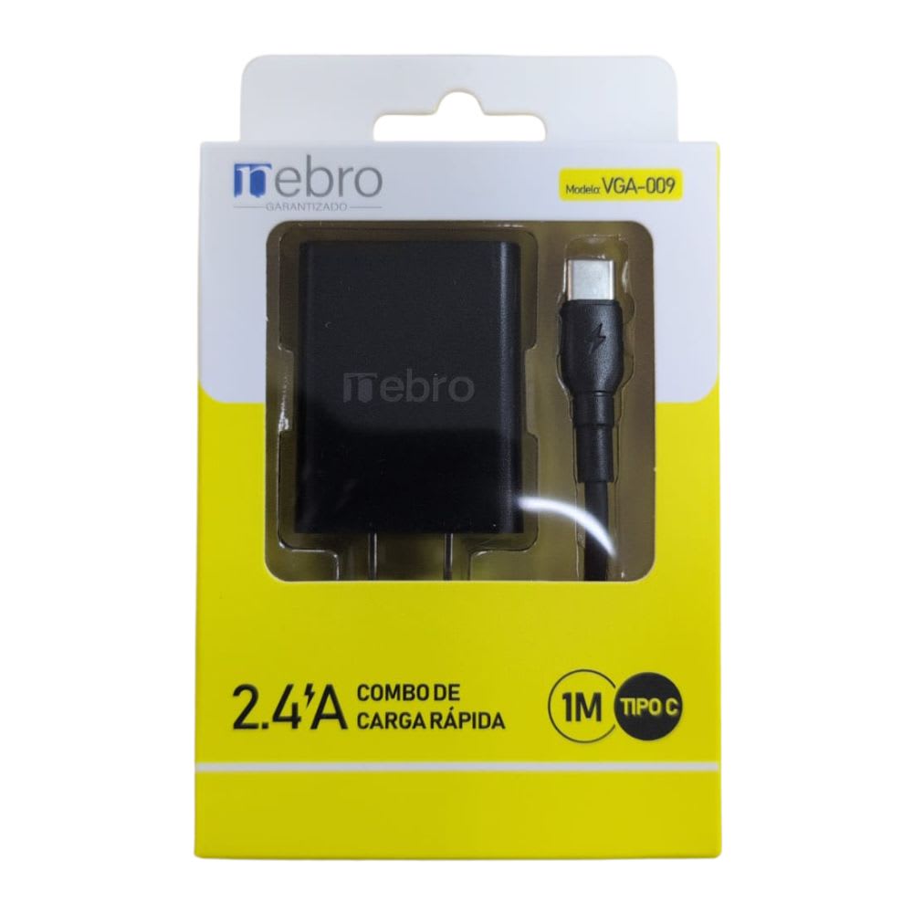 Cargador USB cable tipo C 1m 2.4a carga rápida Nebro VGA-0094
