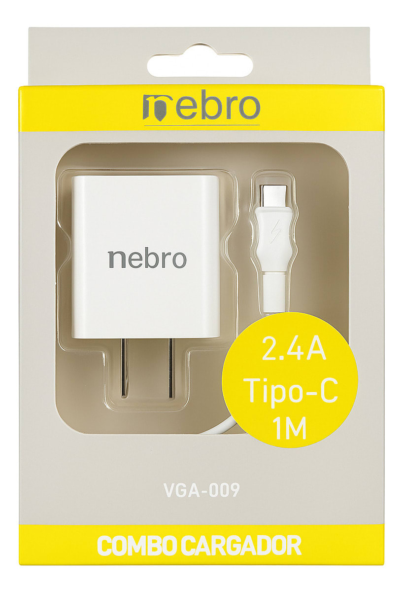 Cargador USB cable tipo C 1m 2.4a carga rápida Nebro VGA-0095