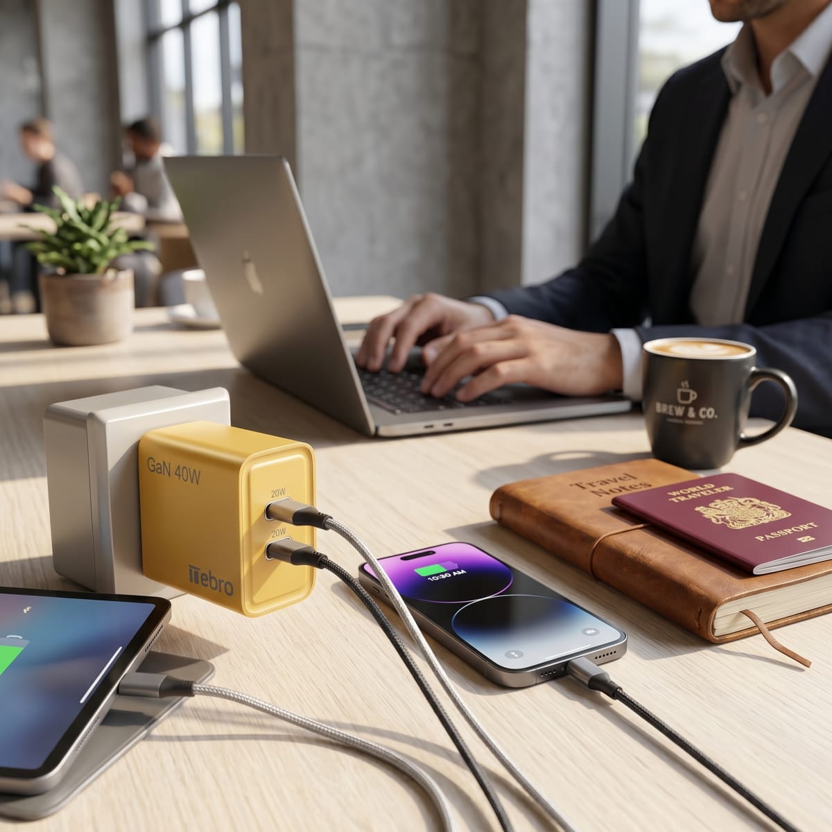 Cargador Doble USB-C Nebro VGA-029 20W Carga Rápida PD Reconocimiento Inteligente Protección contra Sobretensión4