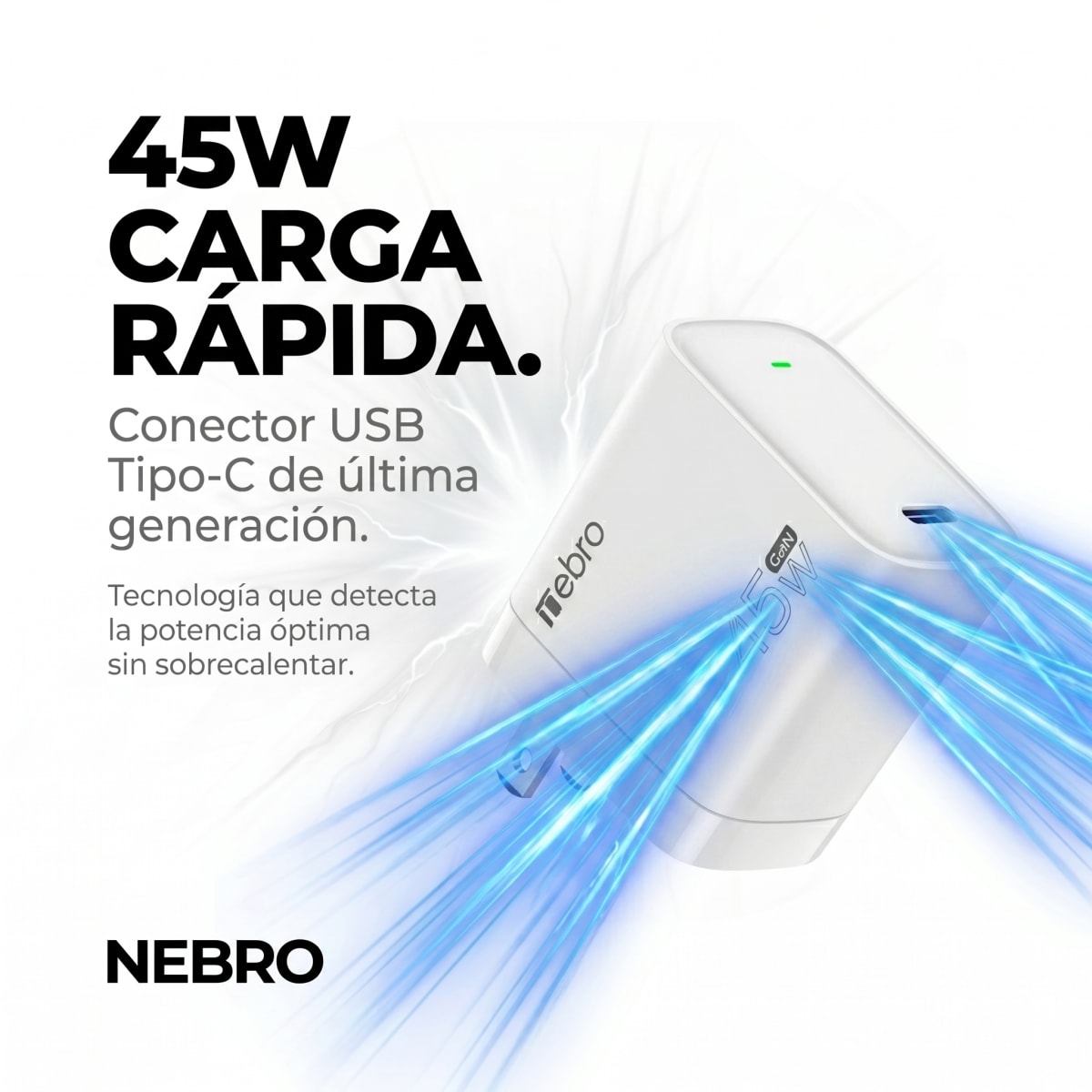 Cargador cable Tipo C NEBRO VGA054T 45W2