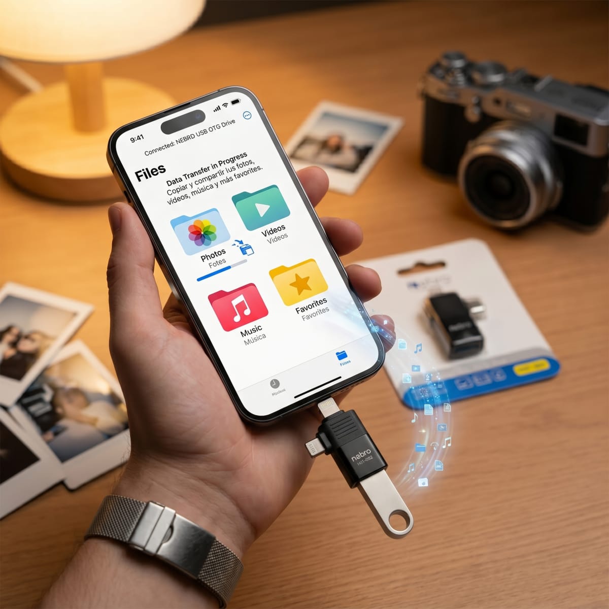 Adaptador USB OTG Nebro WAT-092 USB-A Hembra a Tipo-C y Lightning2