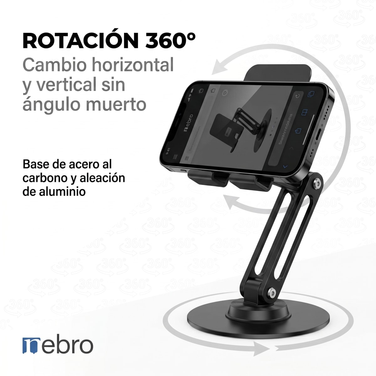 Soporte para Celular y Tablet Nebro WAT-094 Base Ajustable de Aluminio Altura Regulable Compatible con Todos los Dispositivos de 4 a 12 Pulgadas2