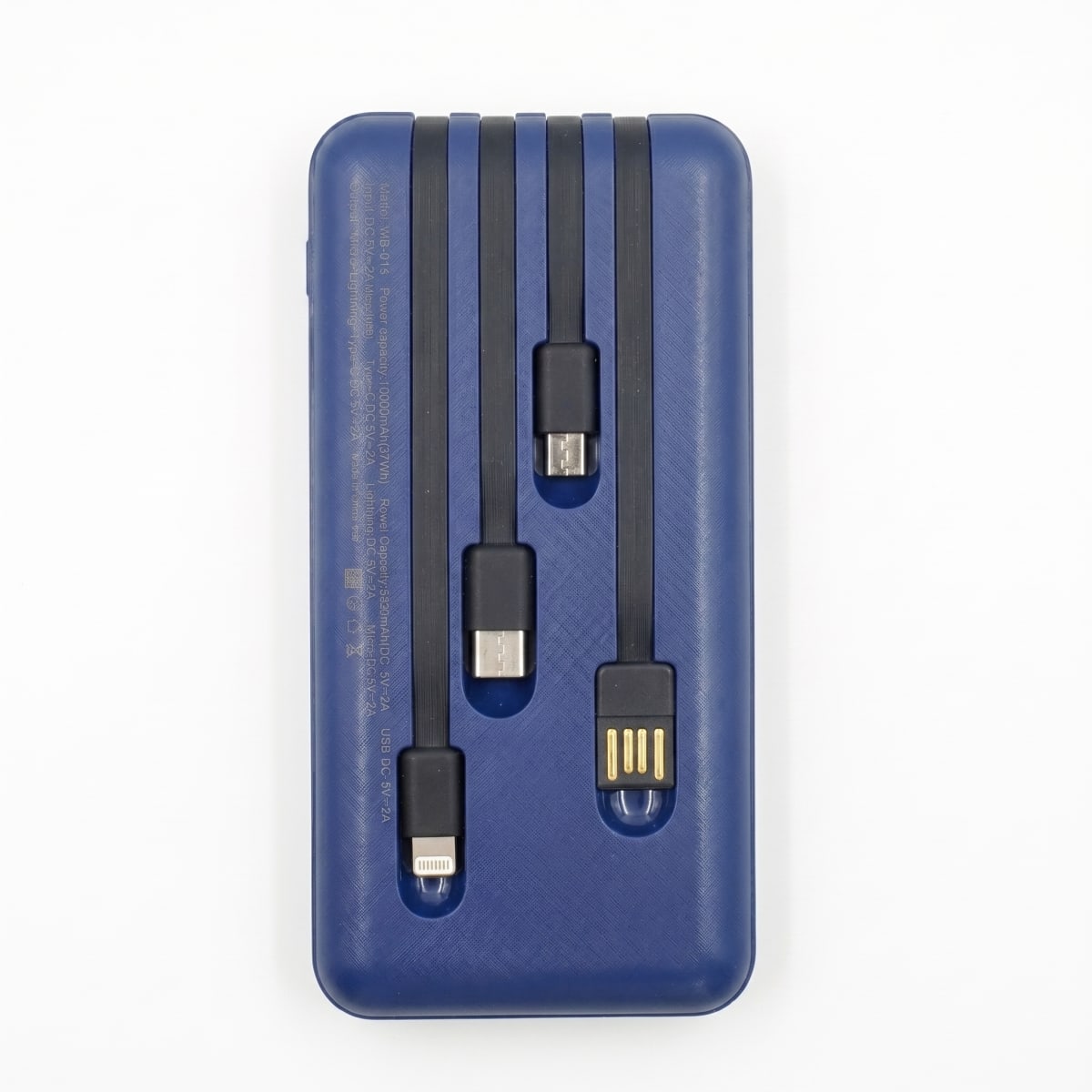 Power Bank Nebro WB-014 10000mAh Batería Portátil con 4 Cables Integrados V8 Tipo-C Lightning y USB Carga Rápida 5V-2A Diseño Compacto y Ligero8