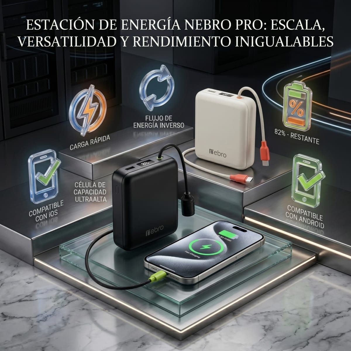 Power Bank Nebro WB-151 1000mAh 37Wh Puertos: Salida iP / USB-C3