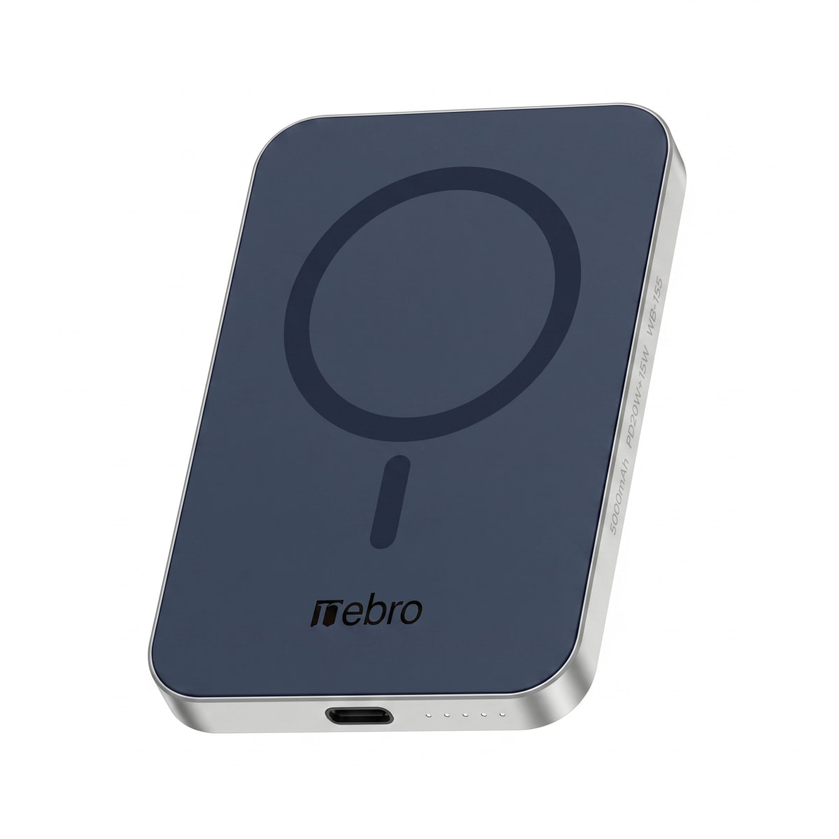 Power Bank Magnético Nebro WB-155 Carga Inalámbrica 15W Batería Externa Magnética N52 Carga Rápida Bidireccional USB-C Compatible con MagSafe, Phone y Fundas Gruesas1