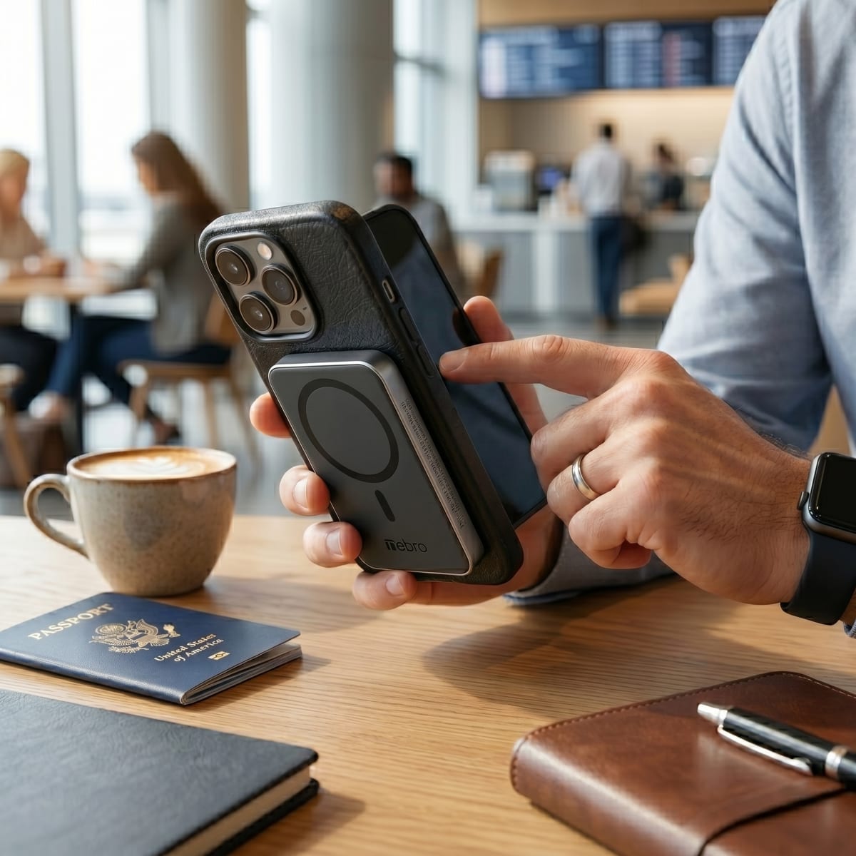 Power Bank Magnético Nebro WB-155 Carga Inalámbrica 15W Batería Externa Magnética N52 Carga Rápida Bidireccional USB-C Compatible con MagSafe, Phone y Fundas Gruesas4