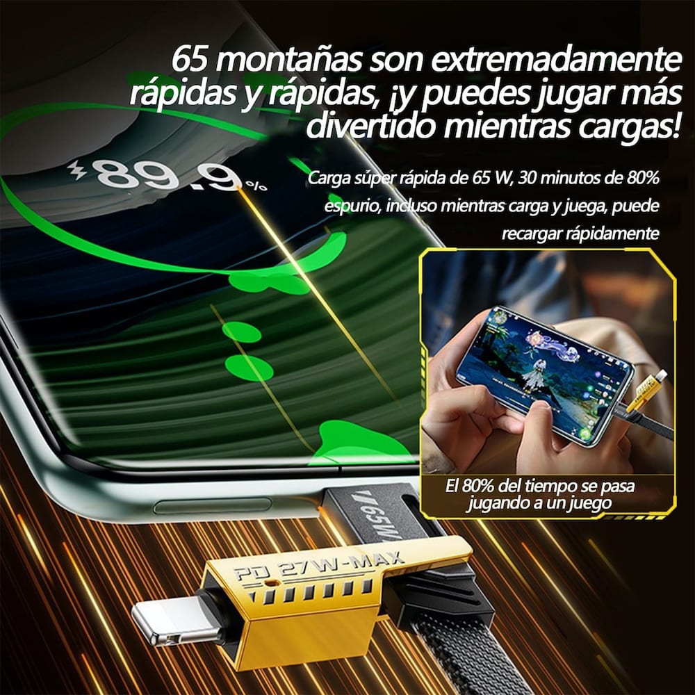 Cable Tipo C USB IP 65w Carga Rápida 4 EN 1 1m Nebro WD-0386