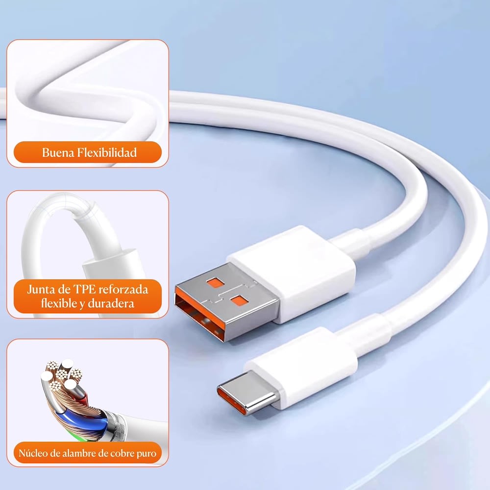 Cable Nebro WD-25T Carga Rápida 3.0A y Datos 2M USB tipo C2