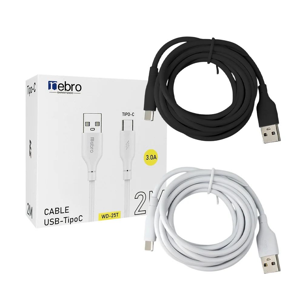 Cable Nebro WD-25T Carga Rápida 3.0A y Datos 2M USB tipo C 0