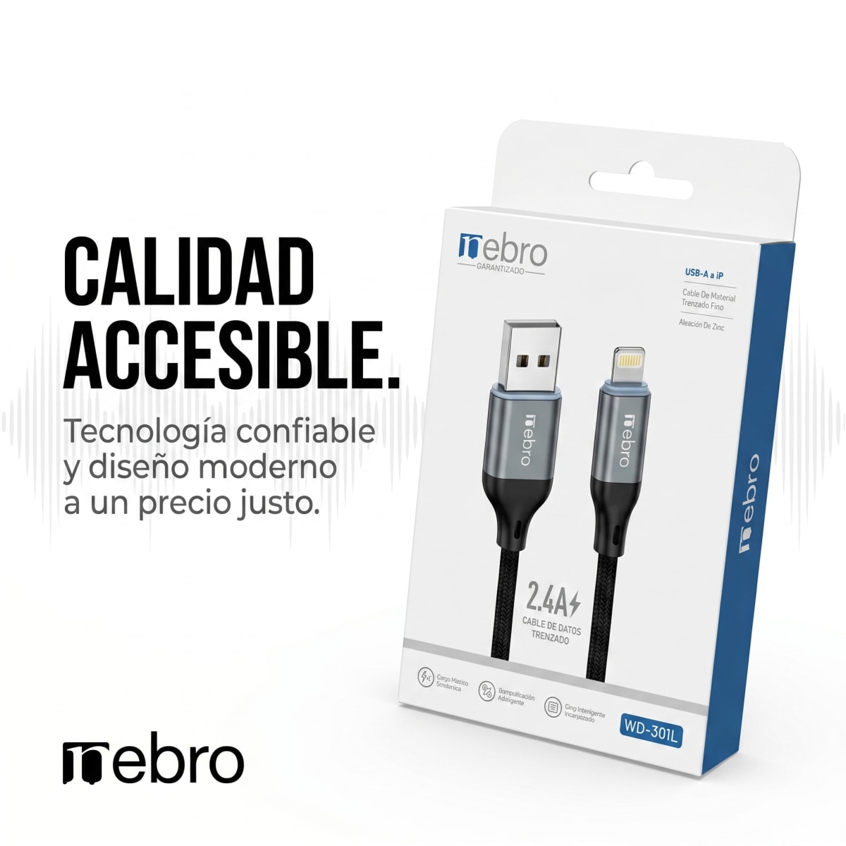 Cable Lightning NEBRO WD301L Carga Rápida4