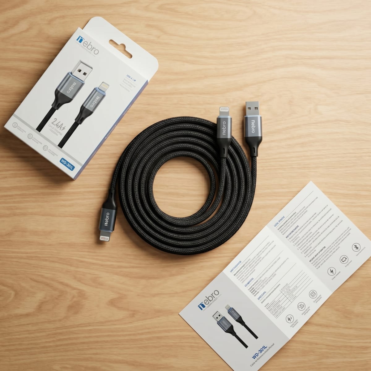 Cable Lightning NEBRO WD301L Carga Rápida7