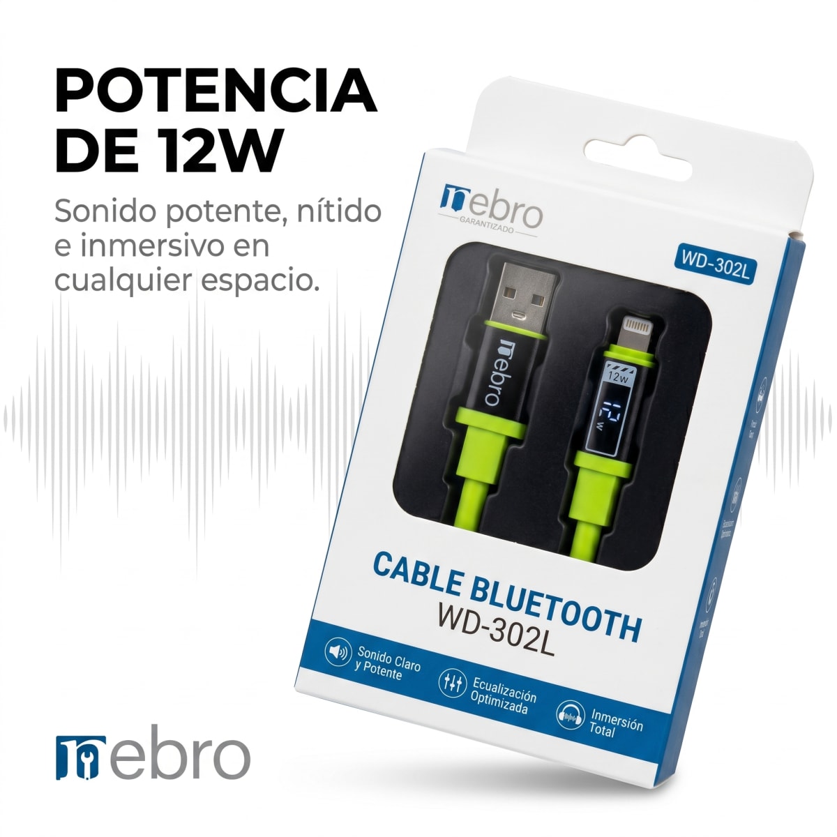 Cable usb/ip 12w 1.2m nebro Modelo WD302L3