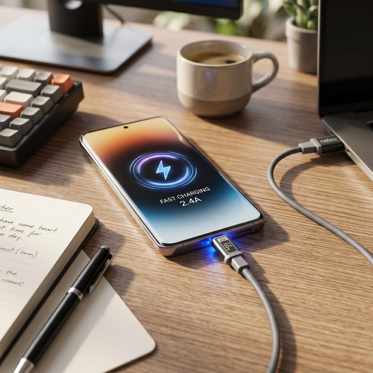 Cable SILICONA NEBRO  USB-C  WD-302T 1.2 Metros Carga Rápida 3.0A5