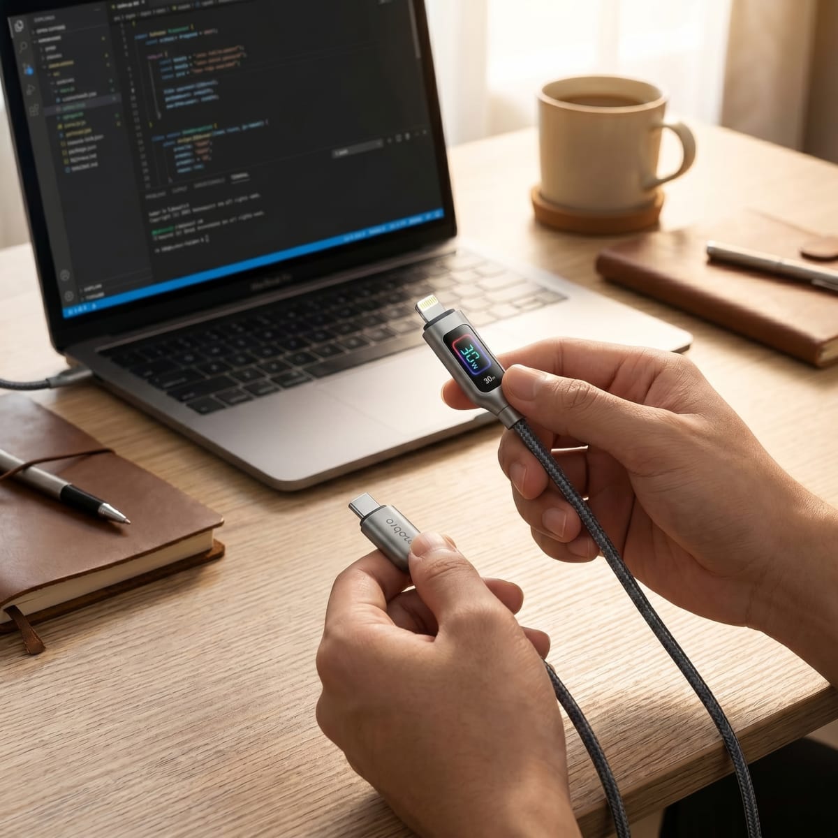 Cable con pantalla digital 30w 1.2m C/IP nebro WD305TL5