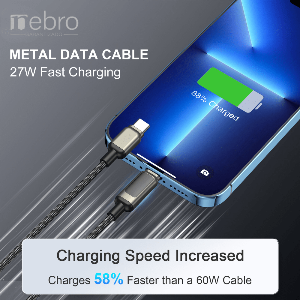 Cable carga ultra rápida máxima 60W, USB-C 1.2M Nebro WD-309T3