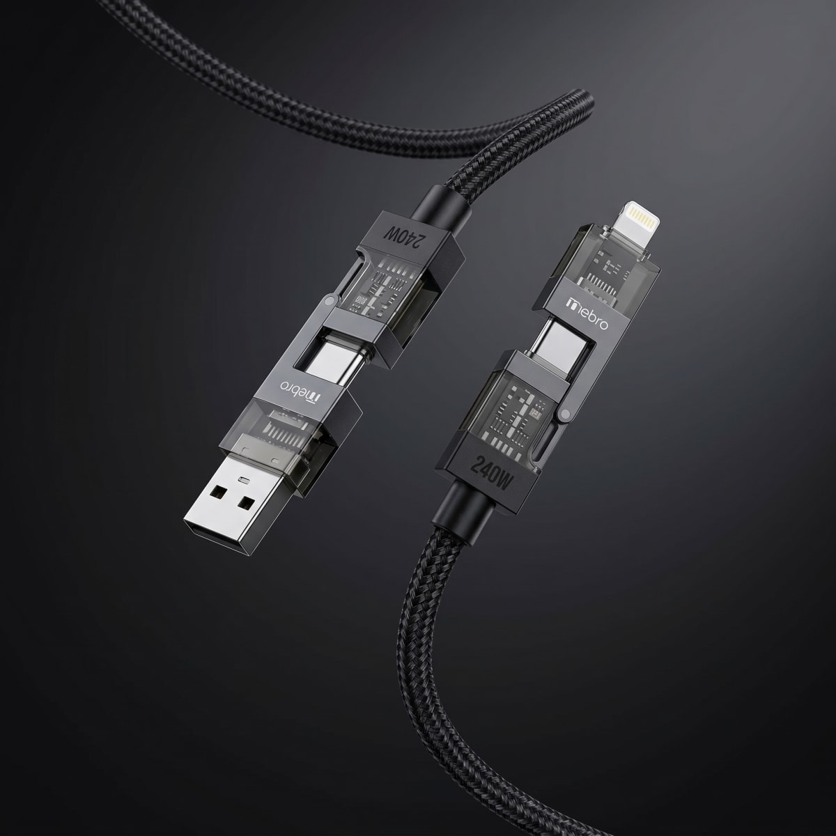 Cable trenzado 4 en 1 240w 1.2m nebro Modelo WD3104