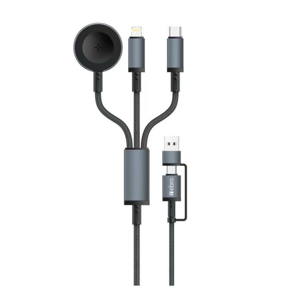 Cable METAL TRENZADO 1.5m Cargador 3 en 1 USB-A + Tipo-C + Lightning + Carga Magnética Nebro WD-318 SALIDA 4.0A1