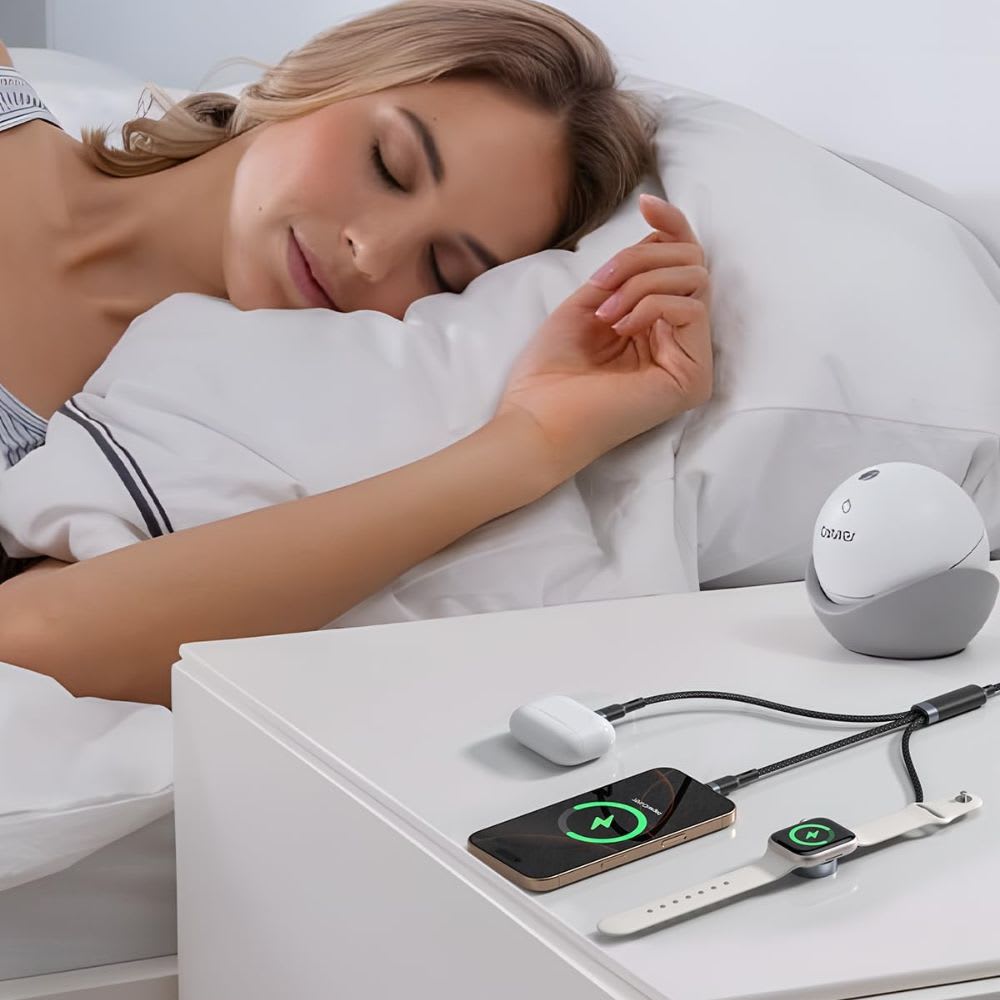 Cable 1.2m Cargador 3 en 1 USB-A + Tipo-C + Lightning + Carga Magnética Nebro WD-3189