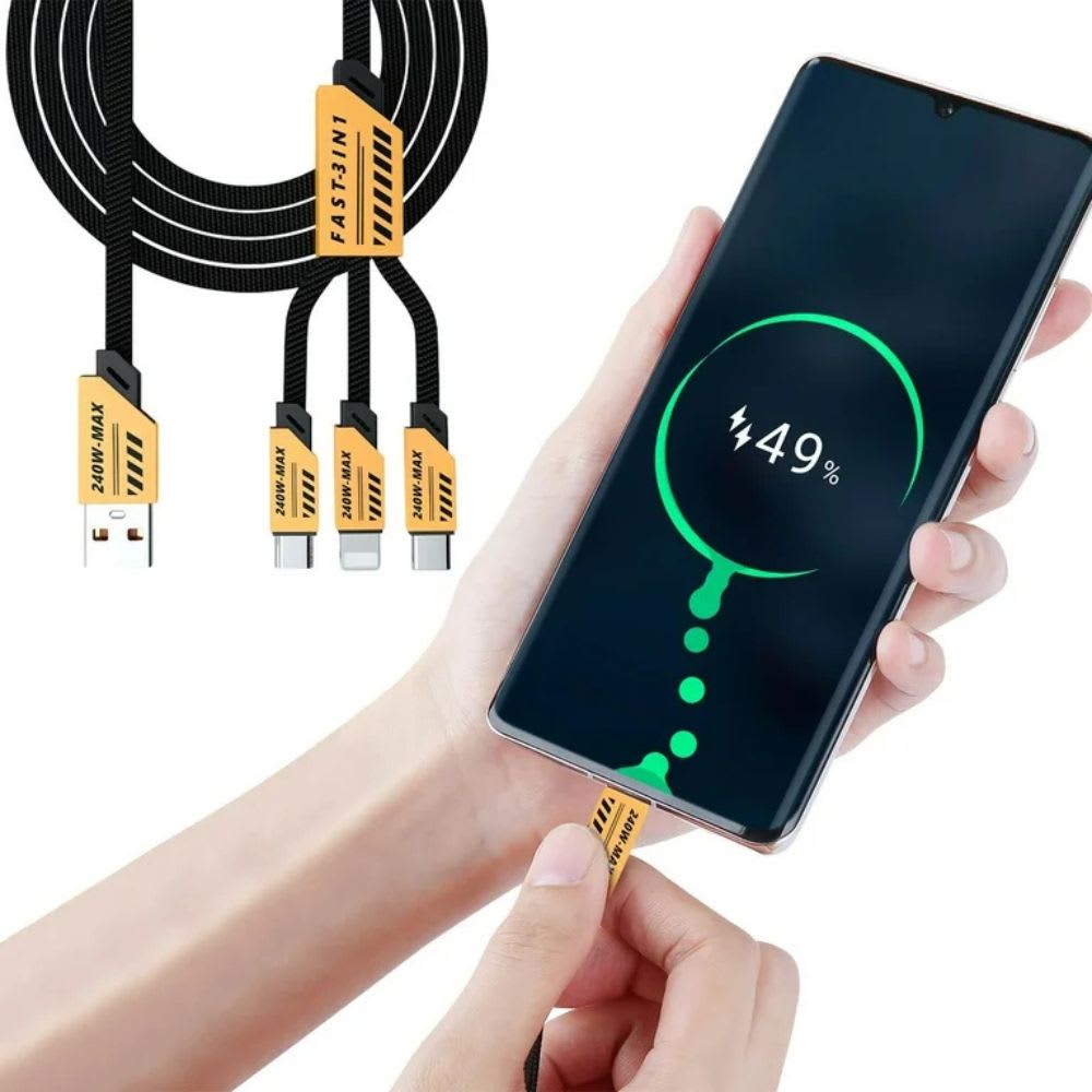 Cable carga datos ultra rápida 3 En 1 De 240 W Nebro WD-3202