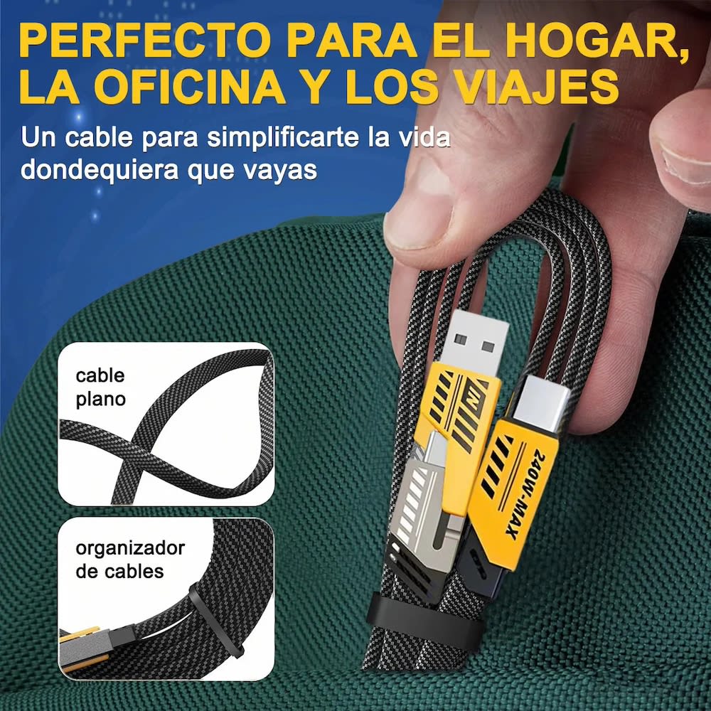 Cable carga datos ultra rápida 3 En 1 De 240 W Nebro WD-3204