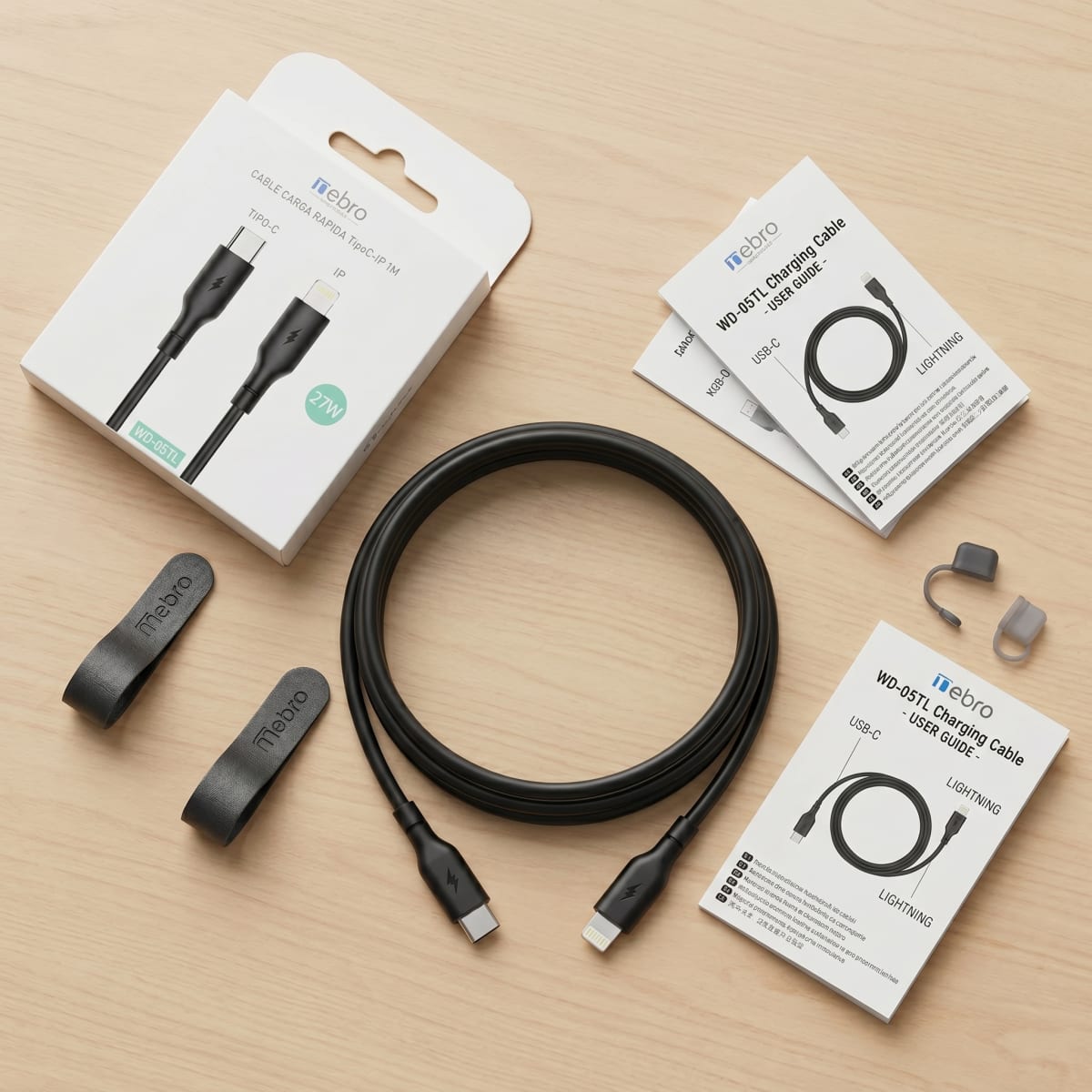 Cable Lightning Solar NEBRO WD05TL 27W iPhone iPad Carga Rápida y Solar5