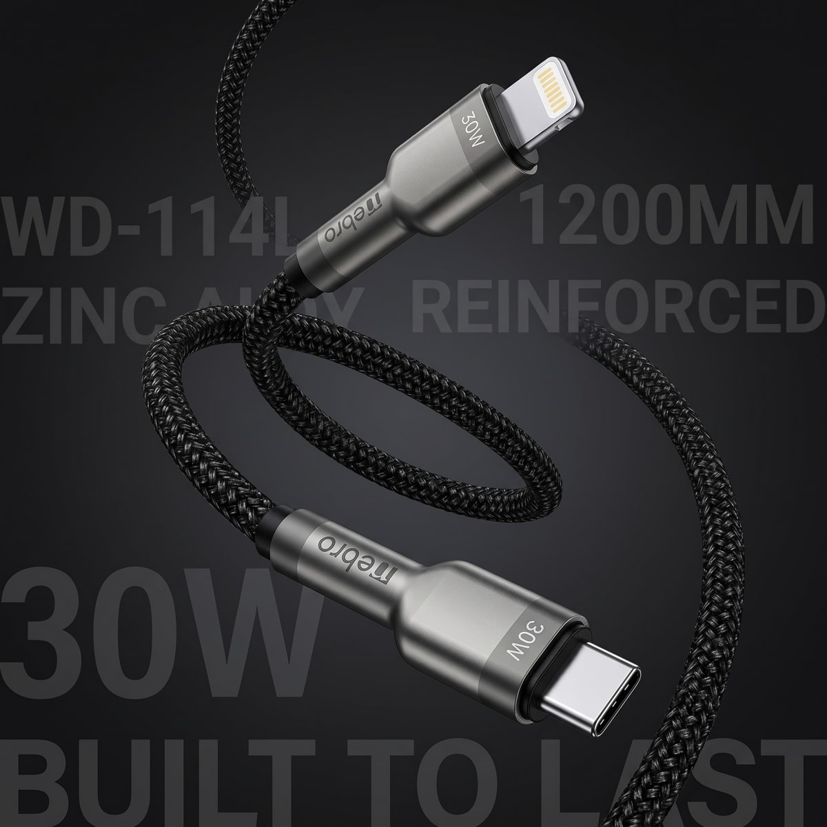 Cable Lightning NEBRO WD114L 30W 10 metros Carga rápida4