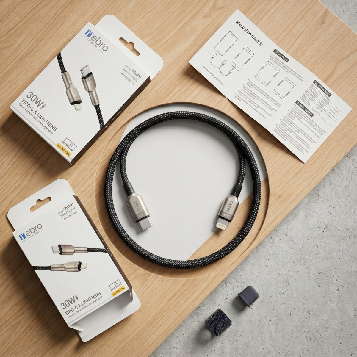 Cable Lightning NEBRO WD114L 30W 10 metros Carga rápida5