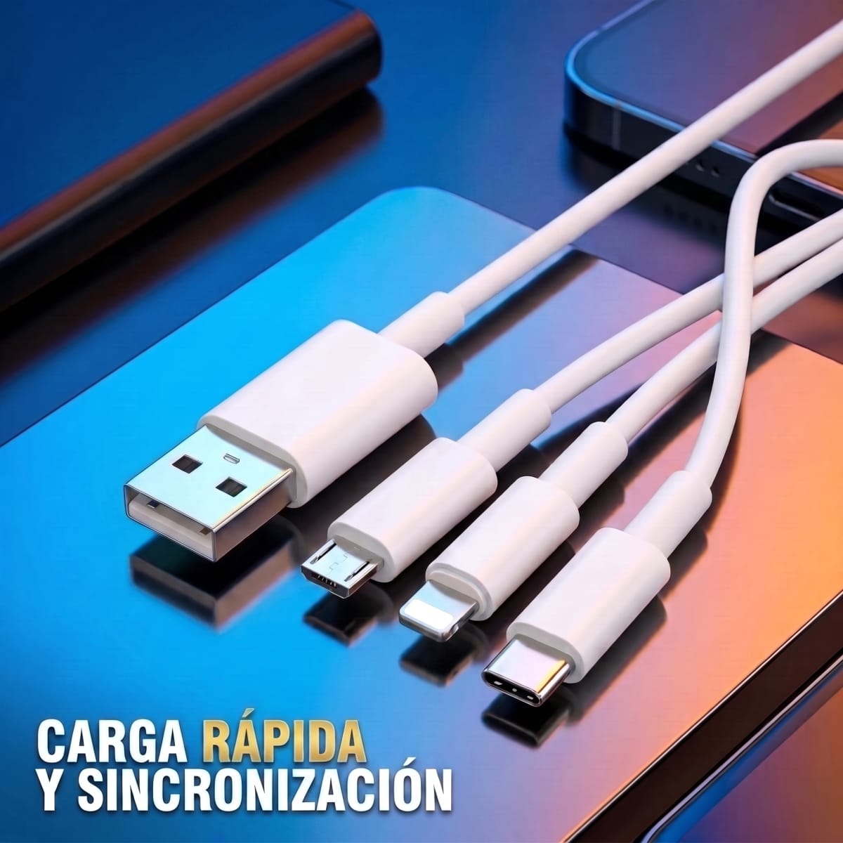 Cable 3 en 1 Dato y Carga Nebro WD-013 USB V8/TC/IP 3A 1.2m8
