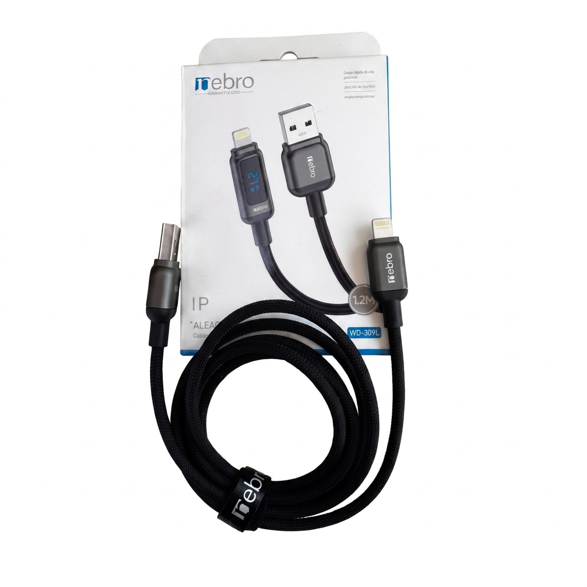 Cable Nebro WD-309L Lightning a USB-A Trenzado 1.2m1