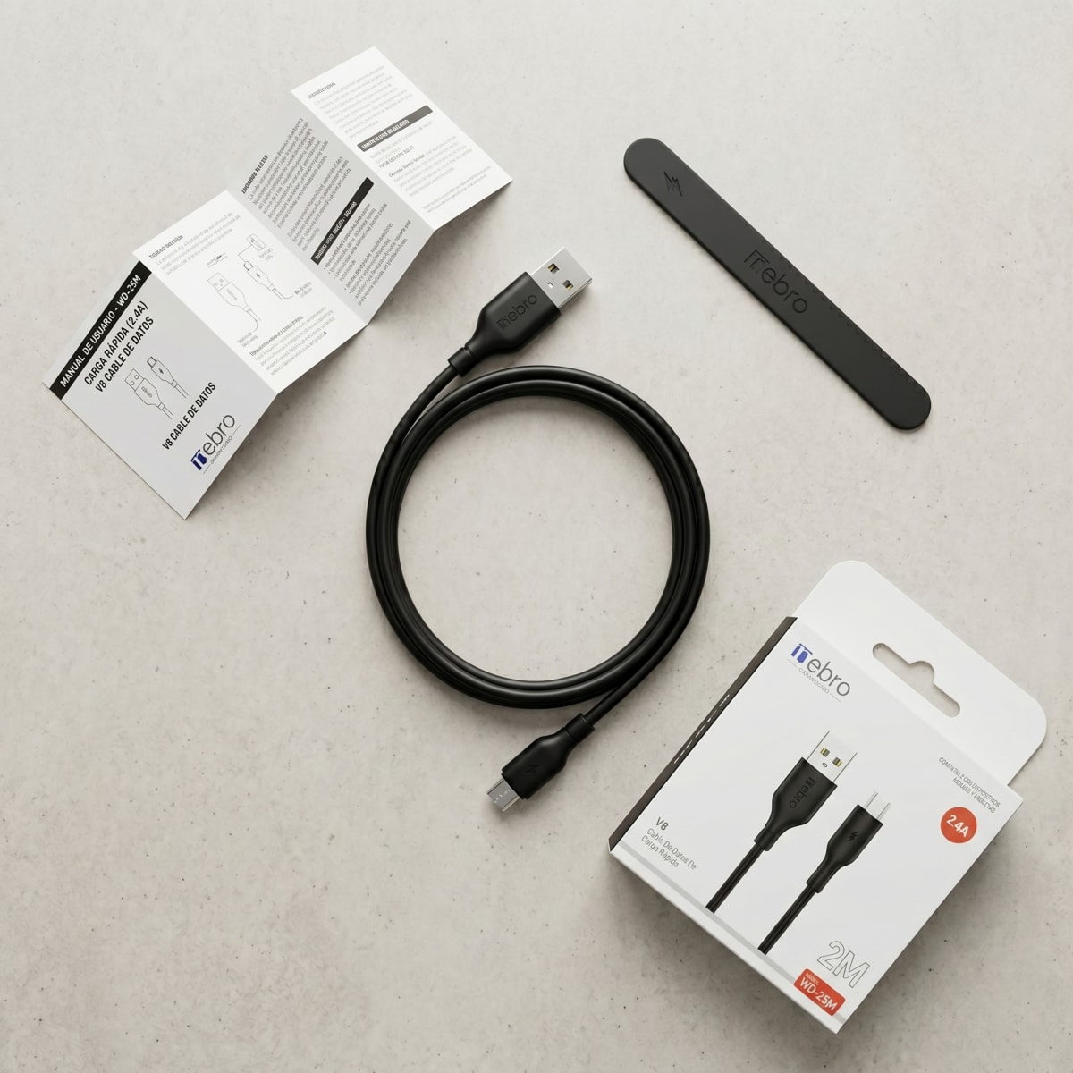 Cable Micro USB NEBRO WD25M 2.4A 2 Metros Carga Rápida4