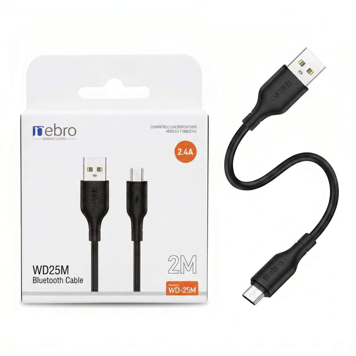 Cable Micro USB NEBRO WD25M 2.4A 2 Metros Carga Rápida 5