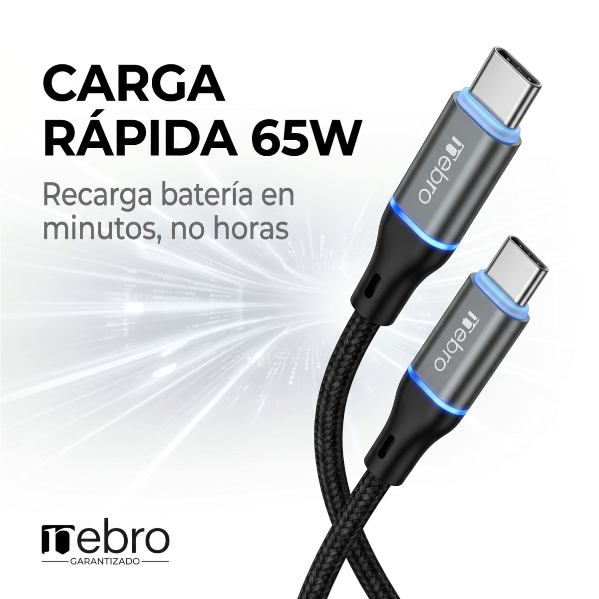 Cable trenzado 65w 1m C/C nebro Modelo WD301TT Carga rapida3