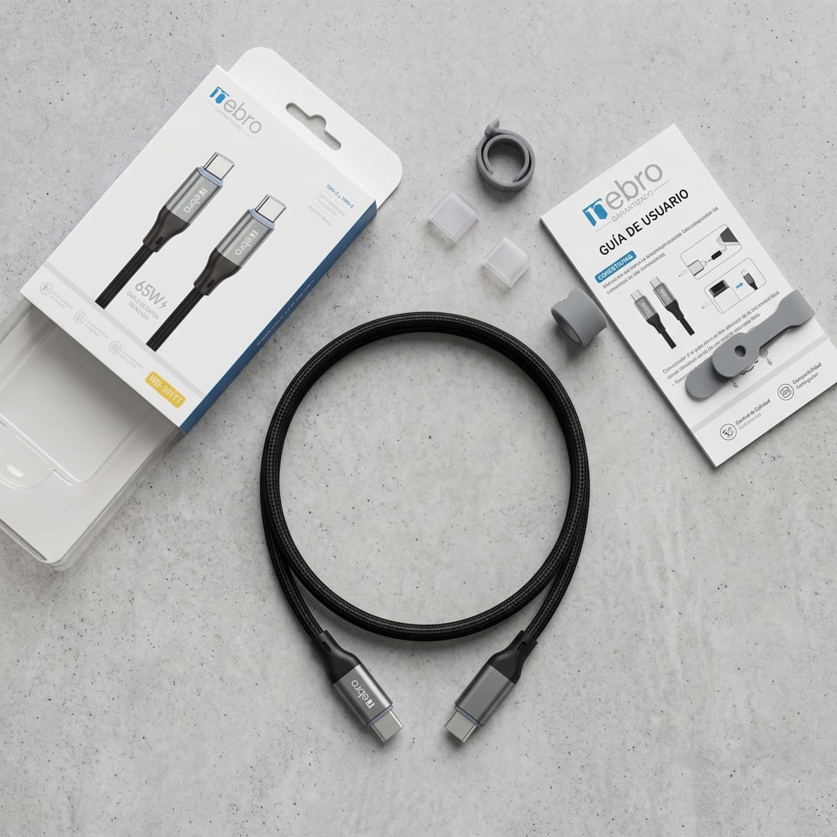 Cable trenzado 65w 1m C/C nebro Modelo WD301TT Carga rapida5