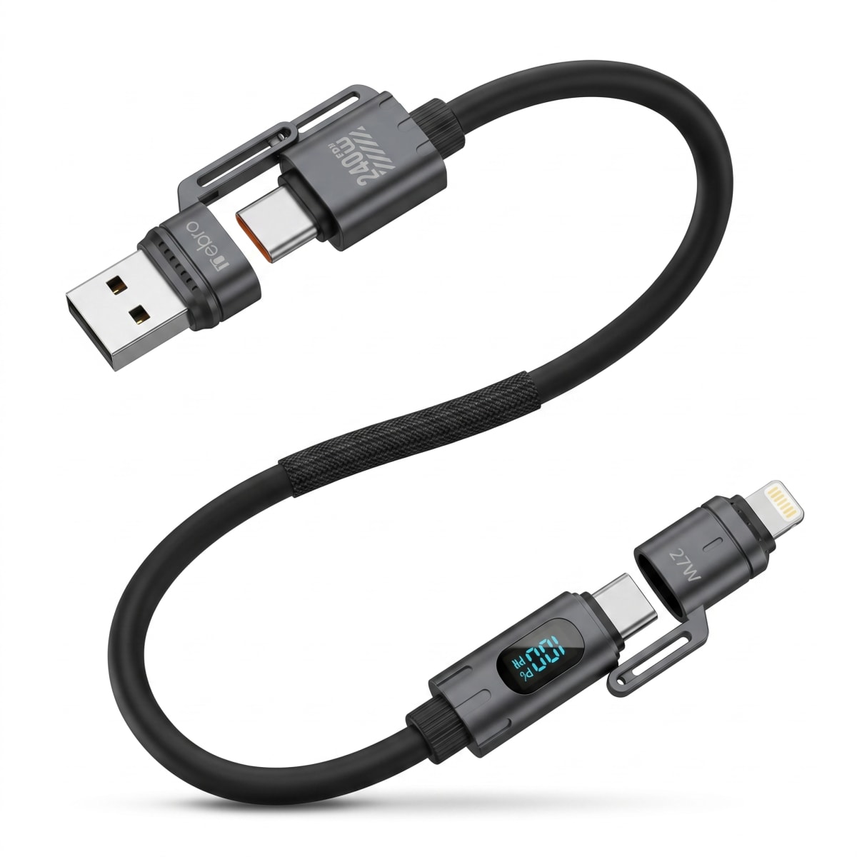 cable con pantalla digital 240w 4 en 1 nebro  Modelo WD312 3