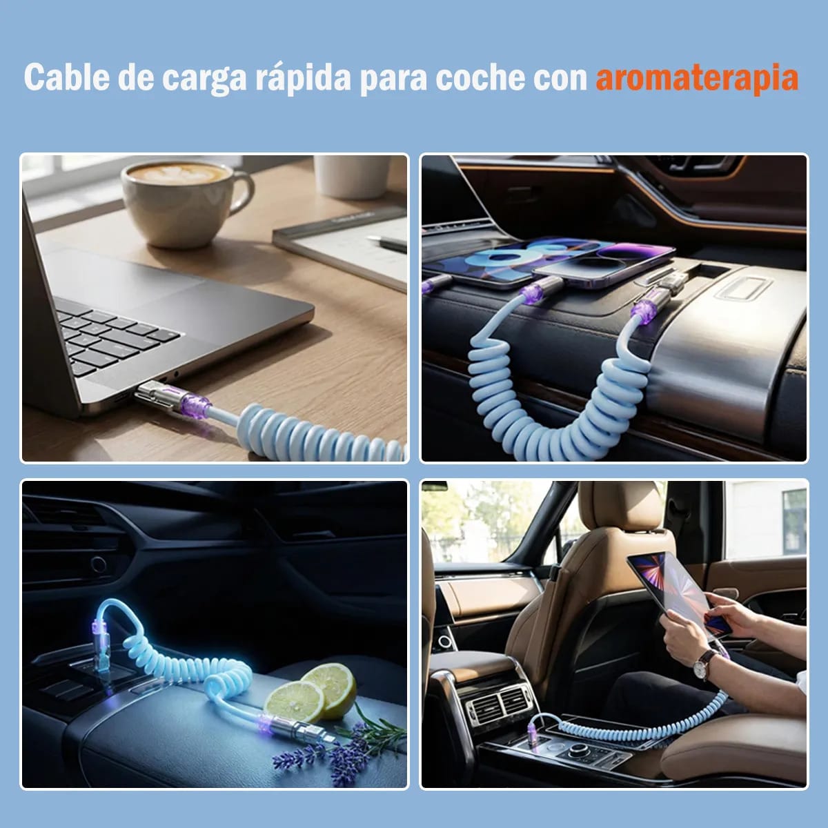 Cable METAL SILICONA NEBRO WD-317 4 EN 1 DE 27W Carga Rápida PD USB-C Lightning Micro USB 2 MTS SALIDA 4.0 A6
