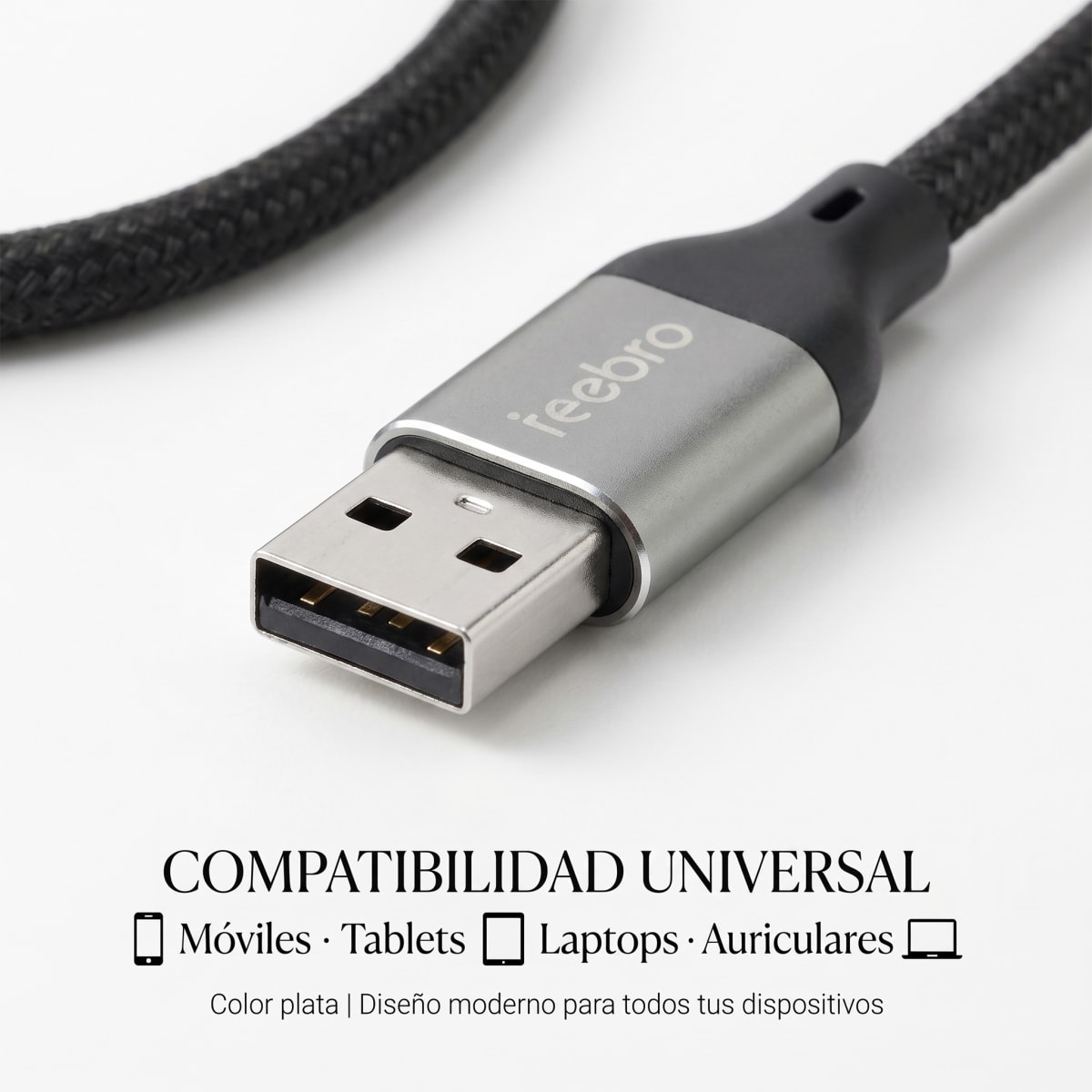 Cable Nebro WD-301T  USB-A a USB-C Trenzado Carga rápida 60W3