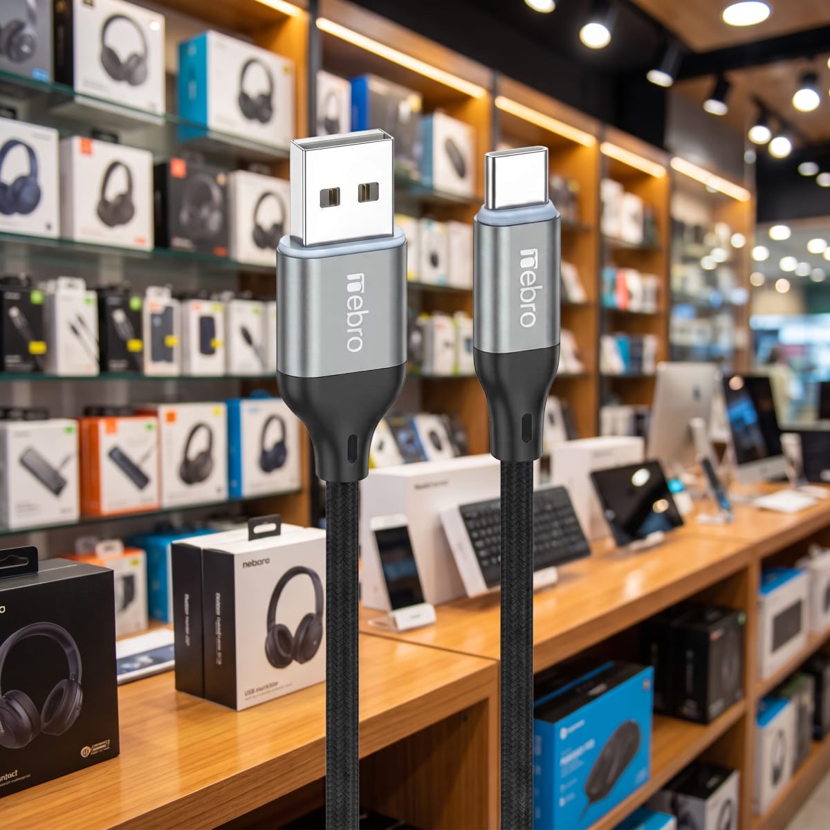 Cable Nebro WD-301T  USB-A a USB-C Trenzado Carga rápida 60W7