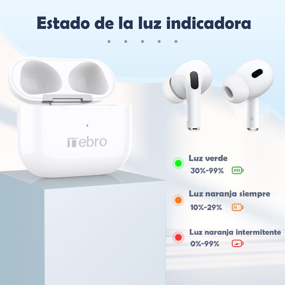 Audífonos Bluetooth Inalámbricos Bluetooth 5.3 deep bass cancelación de ruido Nebro WE-0154