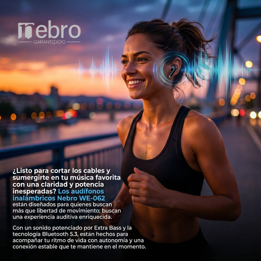 Audífonos Bluetooth 30mAh / Estuche 300mAh 20h con estuche Nebro WE-0623