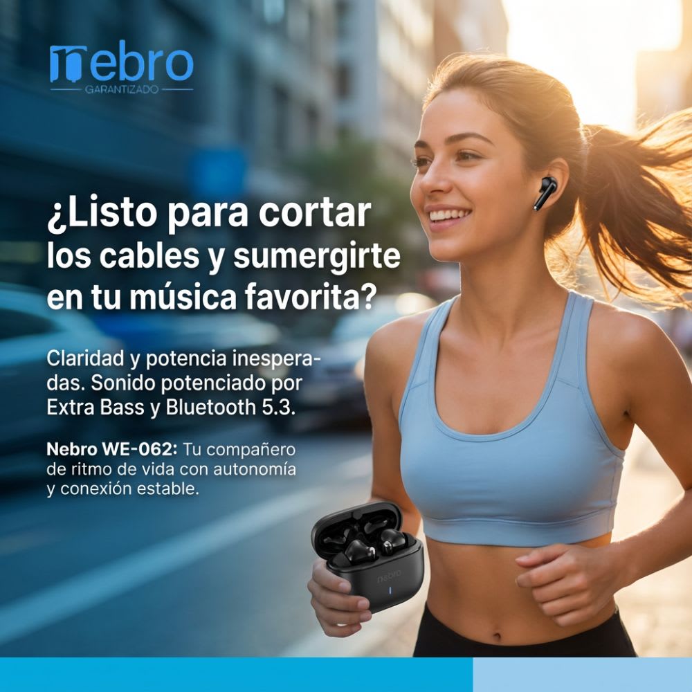 Audífonos Bluetooth 30mAh / Estuche 300mAh 20h con estuche Nebro WE-0625