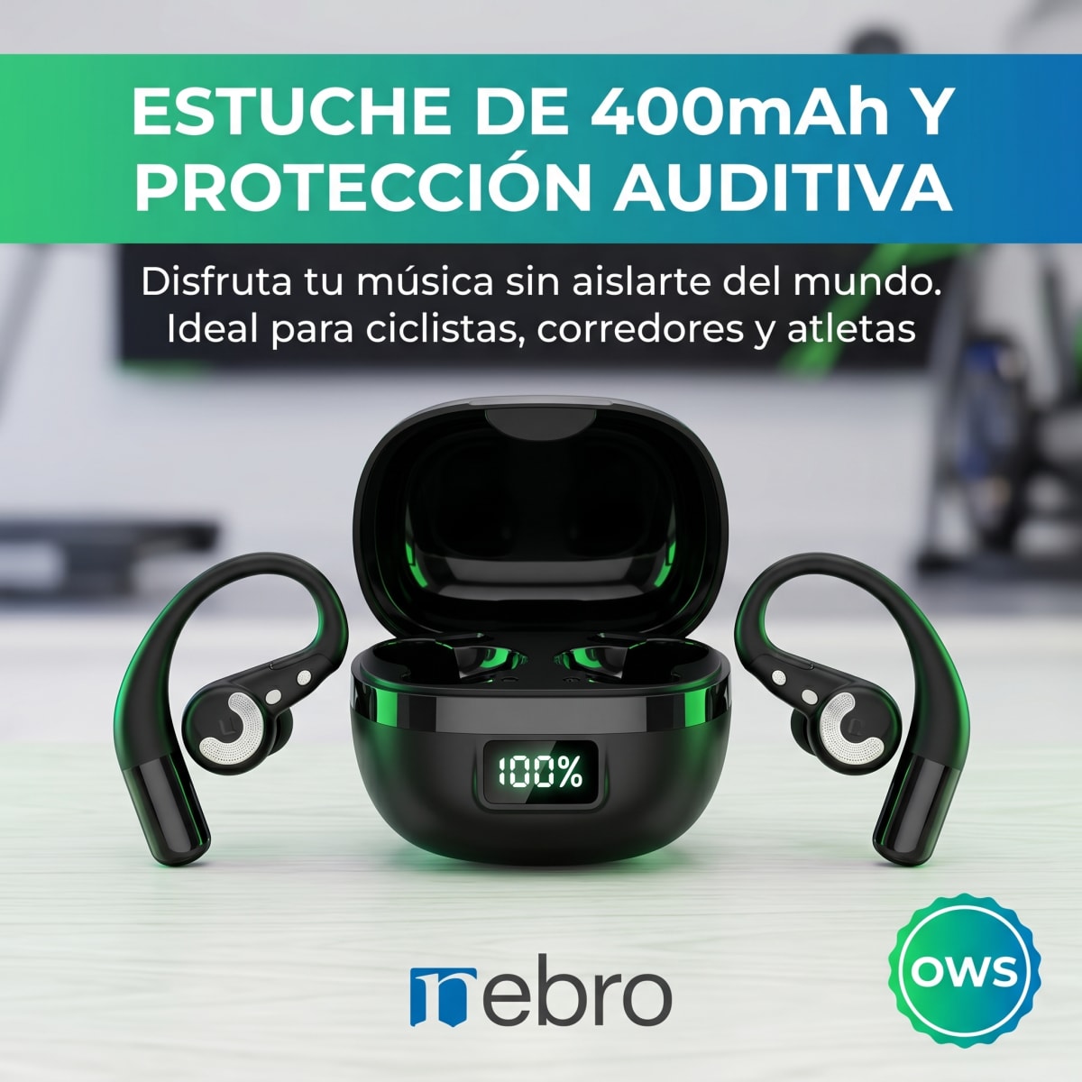 Audífonos Bluetooth OWS NEBRO WE506 Clip Oreja Direccional2