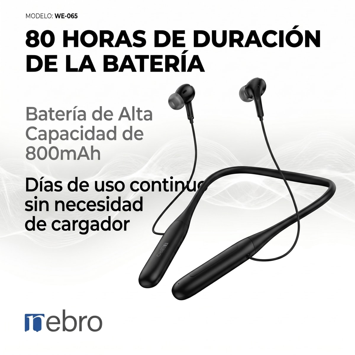 Audífonos Collar NEBRO WE065 Bluetooth 53 80h Batería 800mAh3