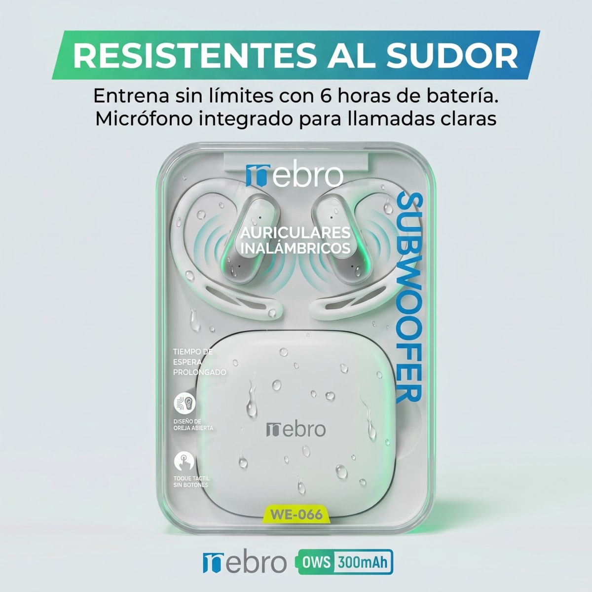 Audífonos conducción ósea Bluetooth deep bass Nebro WE-0668