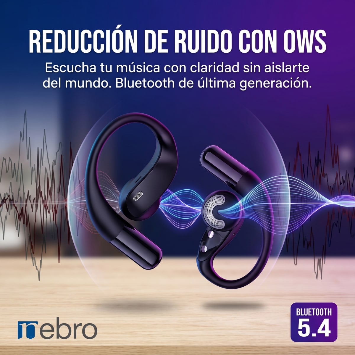 Audífonos Bluetooth 5.4 OWS NEBRO WE505 Reducción Ruido3