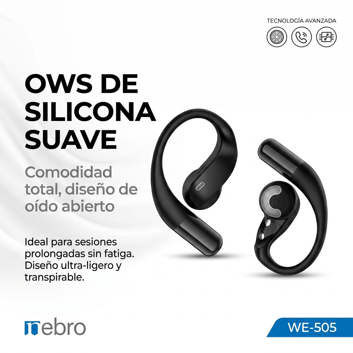 Audífonos Bluetooth 5.4 OWS NEBRO WE505 Reducción Ruido4