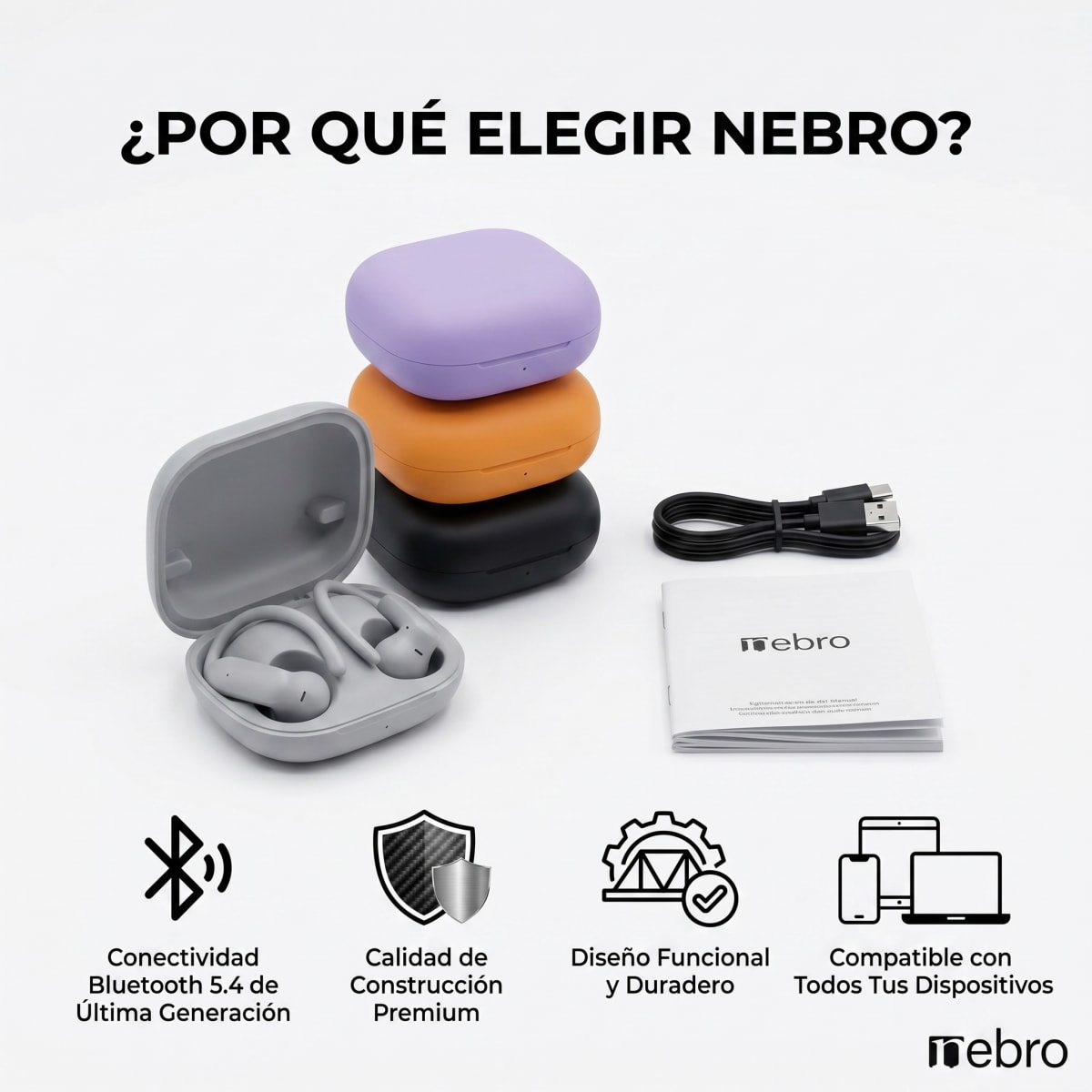Audífonos in ear NEBRO WE507 Bluetooth 5.4 Alcance 10m1