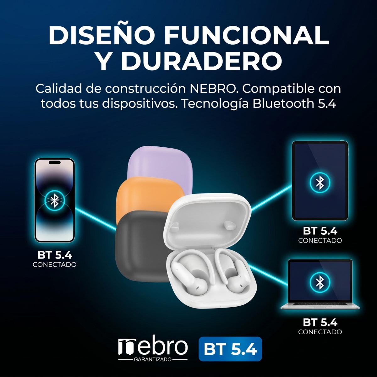 Audífonos in ear NEBRO WE507 Bluetooth 5.4 Alcance 10m2