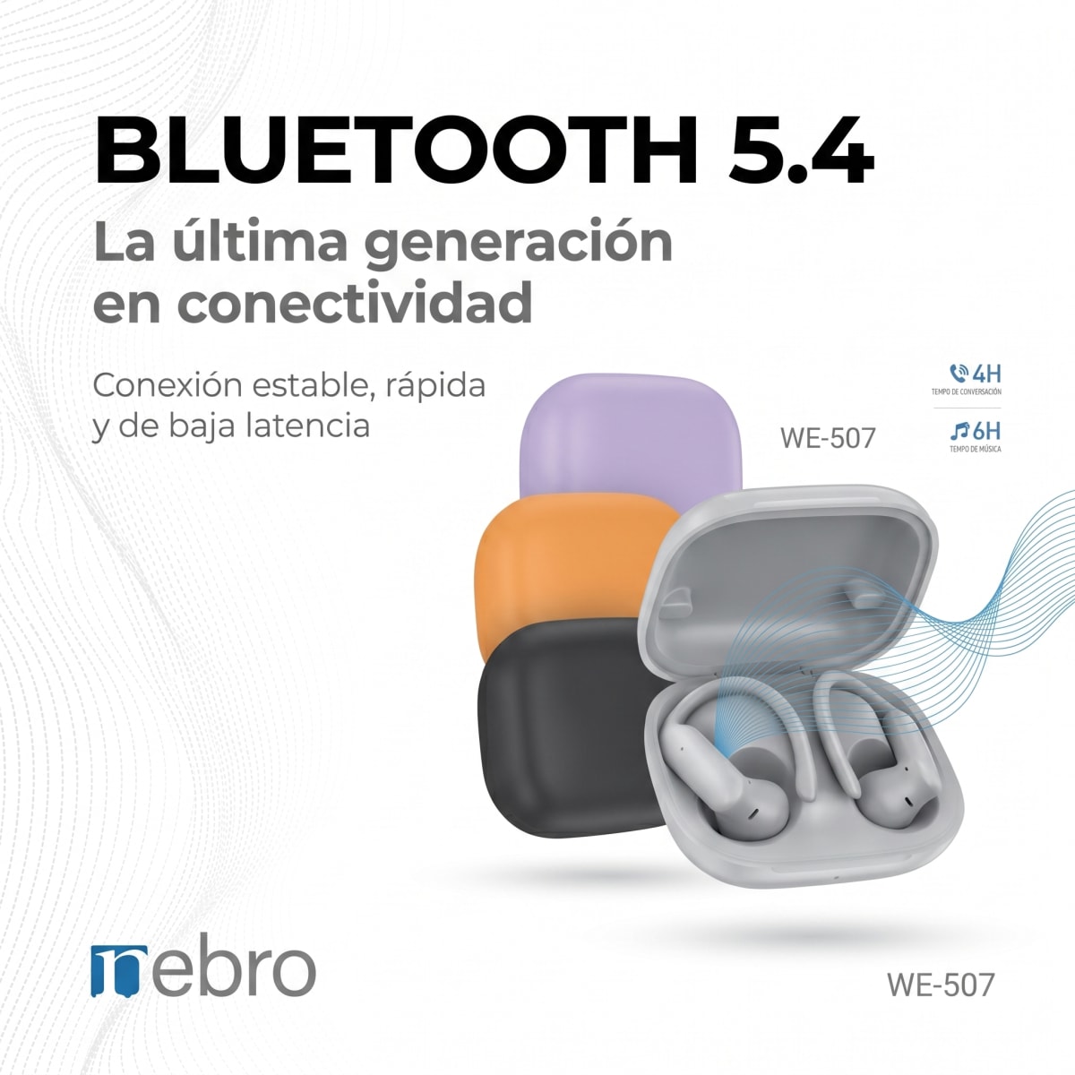Audífonos in ear NEBRO WE507 Bluetooth 5.4 Alcance 10m3